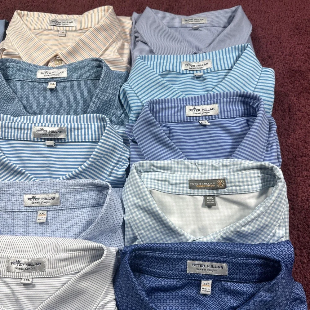 Peter Millar Summer Comfort Men's Lot Of 18 Geometric + Striped XXL Performance